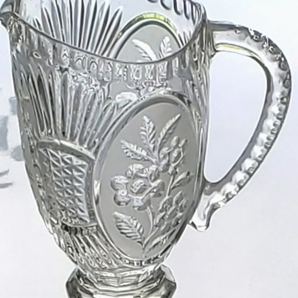 Vntg Lead Crystal 40oz Floral Pitcher by Kristal Zajecar made in Yugoslavia - Picture 9 of 16